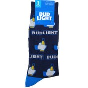 Wholesale - 1pr BUD LIGHT BLUE MEN CREW SOCKS SIZE 10-13 C/P 60, UPC: 194382048245
